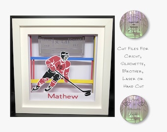Ice Hockey Shadow Box SVG, 3D Paper Cut Lightbox (Digital Download)