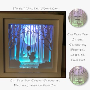 Papierschnitt Schatten Box 3D Lightbox SVG PNG Pooh Cricut Silhouette Handschnitt Laser Karte geschnitten