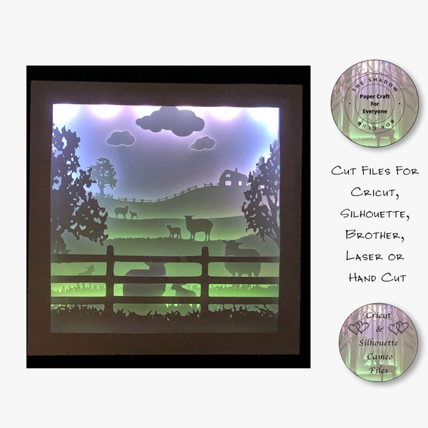 Sheep In the Fields Shadow Box SVG, Layered Card Stock Cut Files For Cricut, Silhouette Cameo, Brother or Hand Cutting Sheep In the Fields Shadow Box SVG, Layered Card Stock Cut Files For Cricut, Silhouette Cameo, Brother or Hand Cutting