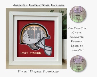 Levi's Stadium Football Helm 3D Shadow Box SVG (Digitaler Download)