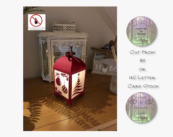 Caja de sombras con farolillos de papel navideños SVG, PNG, PDF, archivos de corte, Cricut, Silhouette (descarga digital)