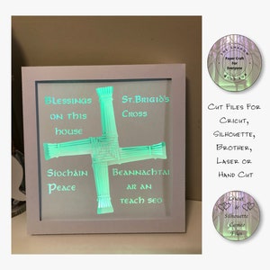 Papierschnitt Schatten Box 3D Lightbox SVG PNG St Brigids Kreuz Cricut Silhouette Handschnitt Laser Karte geschnitten