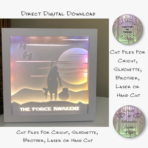 Papier découpé Shadow Box 3D Lightbox SVG PNG Étoile 7 Cricut Silhouette découpé au laser en couches cartes découpées à la main