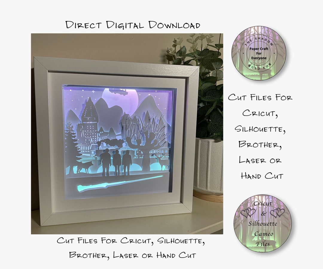 Paper Cut Shadow Box 3D Lightbox SVG PNG Wizard Cricut Silhouette Hand ...