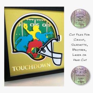 Paper Cut Shadow Box 3D Lightbox SVG PNG American Football Cricut Silhouette Hand Cut Laser Layered Card Cut Files