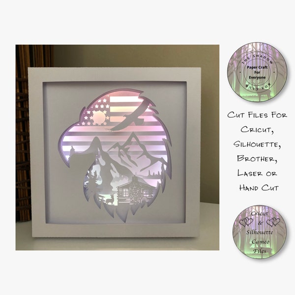 USA American Eagle Silhouette Shadow Box SVG, Layered Card Stock Cut Files For Cricut, Silhouette Cameo, Brother or Hand Cutting USA American Eagle Silhouette Shadow Box SVG, Layered Card Stock Cut Files For Cricut, Silhouette Cameo, Brother or Hand Cutting