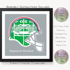 Papier découpé Shadow Box 3D Lightbox SVG PNG Highmark Stadium Football américain Cricut Silhouette découpé au laser en couches cartes coupe des fichiers à la main
