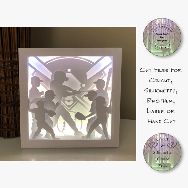 Little League Baseball 3D Shadow Box SVG Layered Card Stock Cut Files For Cricut, Silhouette Cameo, Brother, Hand Cutting