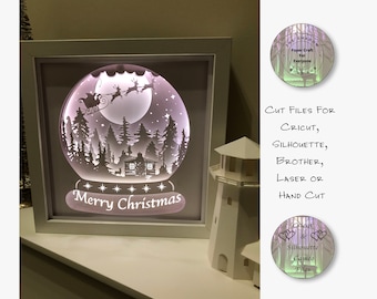 Paper Cut Shadow Box 3D Lightbox SVG PNG Santa Cricut Silhouette Hand Cut Laser Layered Card Cut Files