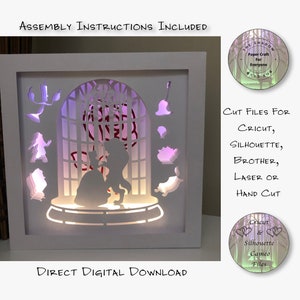 Caixa de sombra cortada em papel 3D Lightbox SVG PNG Beleza Cricut Silhueta Corte à mão Laser Camadas Cartão Corte Arquivos