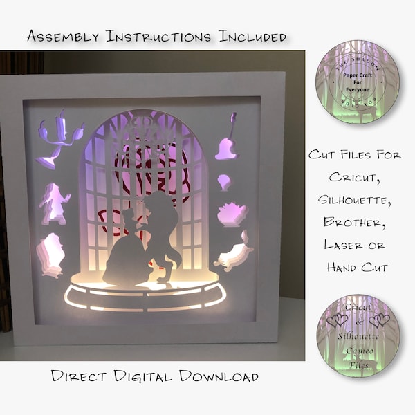 Beauty Shadow Box SVG, Layered Card Stock, Beast Shadow Box Cut Files For Cricut, Silhouette Cameo, Brother or Hand Cutting Beauty Shadow Box SVG, Layered Card Stock, Beast Shadow Box Cut Files For Cricut, Silhouette Cameo, Brother or Hand Cutting