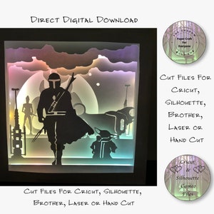 Papier découpé Shadow Box 3D Lightbox SVG PNG Star Cricut Silhouette découpé au laser en couches carte coupe fichiers