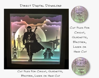 Paper Cut Shadow Box 3D Lightbox SVG PNG Star Cricut Silhouette Hand Cut Laser Layered Card Cut Files