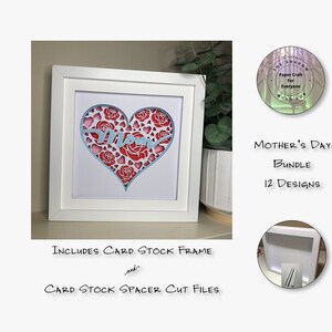 Papierschnitt Schatten Box 3D Lightbox SVG PNG Mutter Tag 12 Design Bundle Cricut Silhouette Handschnitt Laser Karte Schnittdateien