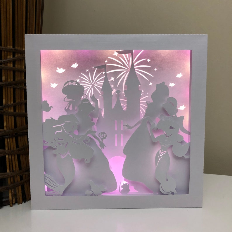 Paper Cut Shadow Box 3D Lightbox SVG PNG Princess Cricut Silhouette ...