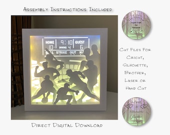 Baseball Paper Cut Shadow Box SVG, 3D Layered Lightbox (Digital Download)