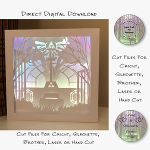 Scatola di ombre tagliate in carta 3D Lightbox SVG PNG Gamer Cricut Silhouette Taglio a mano Laser Stratificato Scheda Tagliata File