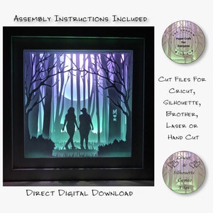 Papierschnitt Schatten Box 3D Lightbox SVG PNG Muttertag Waldspaziergang Cricut Silhouette Handschnitt Laser Karte geschnitten