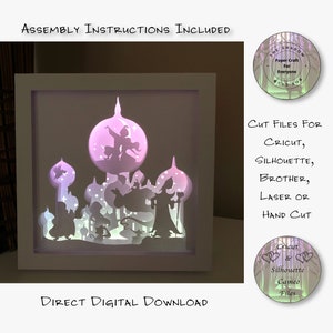 Papier découpé Shadow Box 3D Lightbox SVG PNG Arabian Cricut Silhouette découpé au laser en couches carte coupe fichiers