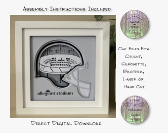 Allegiant Stadion Shadow Box SVG, Papierschnitt Lightbox (Digitaler Download)