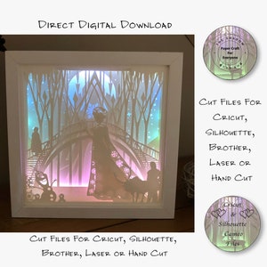 Papierschnitt Schatten Box 3D Lightbox SVG PNG Eis Prinzessin Cricut Silhouette Handschnitt Laser Karte geschnitten