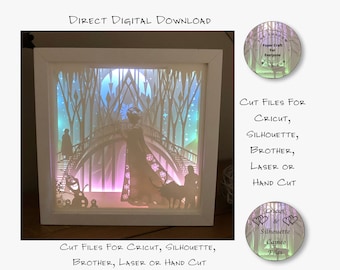 Paper Cut Shadow Box 3D Lightbox SVG PNG Ice Princess Cricut Silhouette Hand Cut Laser Layered Card Cut Files