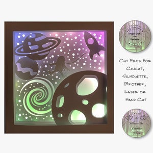 Papierschnitt Schatten Box 3D Lightbox SVG PNG Space Walk Cricut Silhouette Handschnitt Laser Karte geschnitten