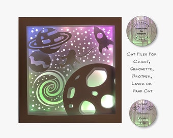 Space Walk Paper Cut Lightbox, 3D Layered SVG (Digital Download)
