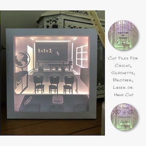 Paper Cut Shadow Box 3D Lightbox SVG PNG Teacher Classroom Cricut Silhouette Hand Cut Laser Layered Card Cut Files