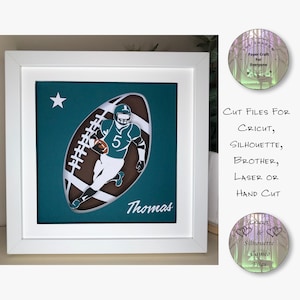Papier geschnitten Schatten Box 3D Lightbox SVG PNG American Football Cricut Silhouette Handschnitt Laser überlagerte Kartenschnitt-Dateien