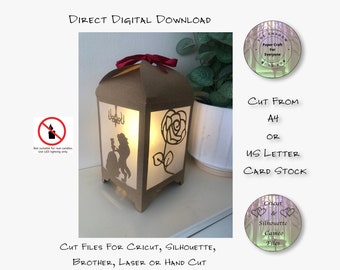 3D Paper Cut Lightbox SVG: Beauty & Rose Lantern (Digital Download)