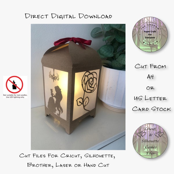 Beauty Paper Lantern 4 Image Lantern Shadow Box SVG Template, Cut With Cricut, Silhouette, Brother, Laser or Hand cut