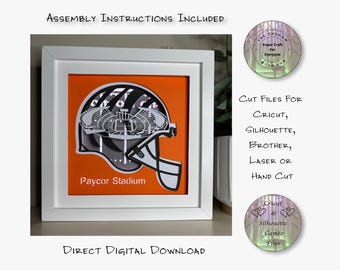 Cincinnati Paycor Stadion Papierschnitt Lightbox Vorlage SVG PNG (Digitaler Download)