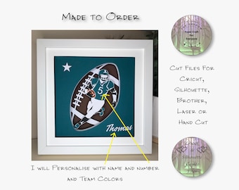 Custom Order Football Paper Cut Shadow Box SVG, Cricut, Silhouette (Digital Download)