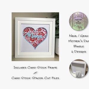 Papierschnitt Schatten Box 3D Lightbox SVG PNG Nana Gran Mutter Tag 6 Design Bundle Cricut Silhouette Handschnitt Laser Karte Schnittdateien