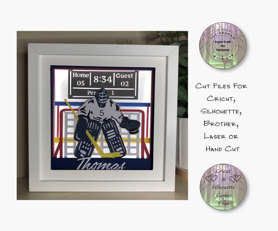 Ice Hockey Shadow Box SVG, Coloured Layered Card Stock Cut Files for