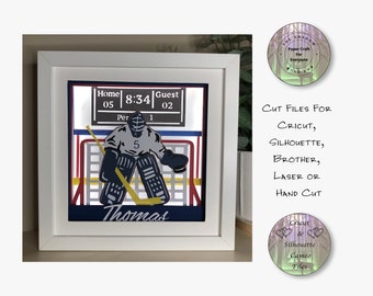Ice Hockey Shadow Box SVG, 3D Lightbox Paper Cut Files (Digital Download)