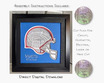 Metlife Stadium NY Paper Cut Lightbox SVG, Cricut, Silhouette (Digital Download)