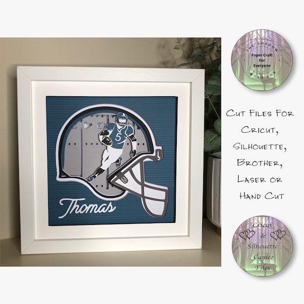 American Football Shadow Box SVG, Coloured Layered Card Stock Cut Files For Cricut, Silhouette Cameo, Brother or Hand Cutting