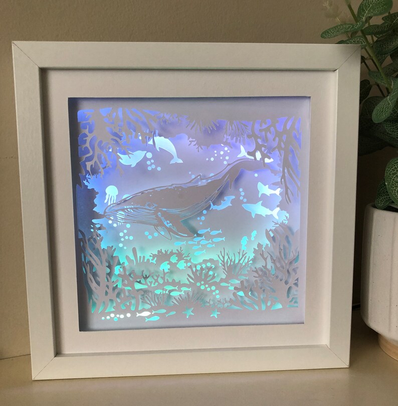 Whale Seascape Shadow Box SVG, 3D Layered Lightbox (digital Download ...