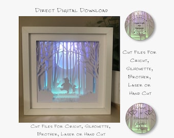 Paper Cut Shadow Box 3D Lightbox SVG PNG Pooh Cricut Silhouette Hand Cut Laser Layered Card Cut Files