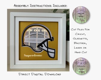 Caesars Superdome Paper Cut Shadow Box SVG, 3D Lightbox (Digital Download)