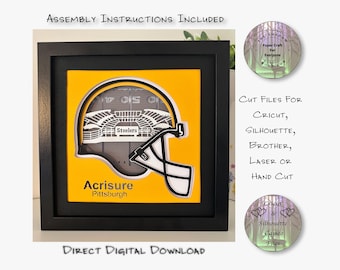 Acrisure Stadion Schatten Box SVG, Pittsburgh Football Lightbox (Digitaler Download)