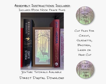 Book Nook SVG Deer In The Woods Themed Paper Cut Shadow Box 3D Lightbox files for Cricut Silhouette Hand Cut or Laser Includes Frame Design