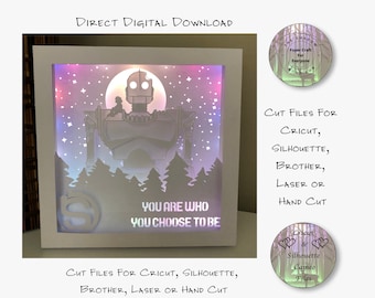 Iron Robot Shadow Box SVG, 3D Layered Lightbox (Digital Download)