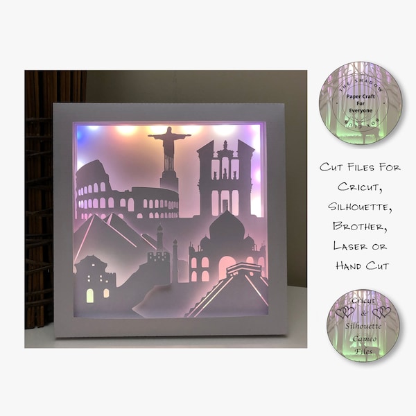 Wonders of the World 3D Shadow Box SVG Layered Card Stock Cut Files For Cricut, Silhouette Cameo, Brother, Hand Cutting