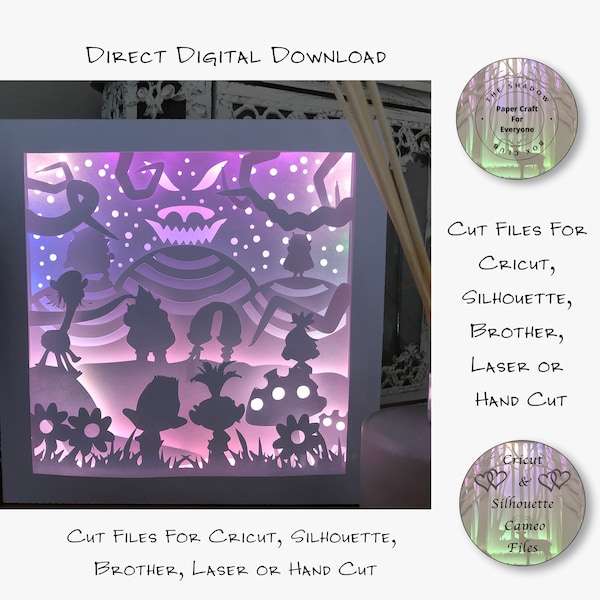 Troll Shadow Box SVG, Layered Card Stock Cut Files For Cricut, Silhouette Cameo, Brother or Hand Cutting
