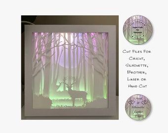 Deer in Woods Shadow Box SVG, Layered Paper Cut Files (Digital Download)
