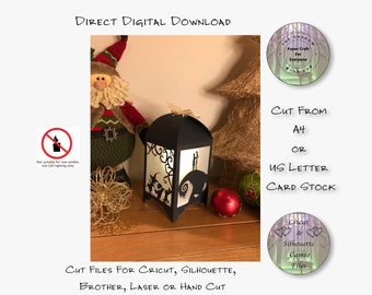 Caja de sombras con farolillos de papel navideños en formatos SVG, PNG y PDF, archivos de corte para Cricut (descarga digital).