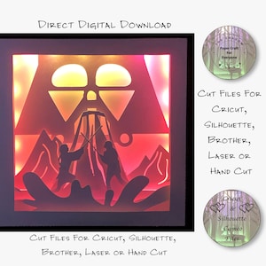 Papier découpé Shadow Box 3D Lightbox SVG PNG étoile 3 Cricut Silhouette découpé au laser en couches cartes coupe fichiers